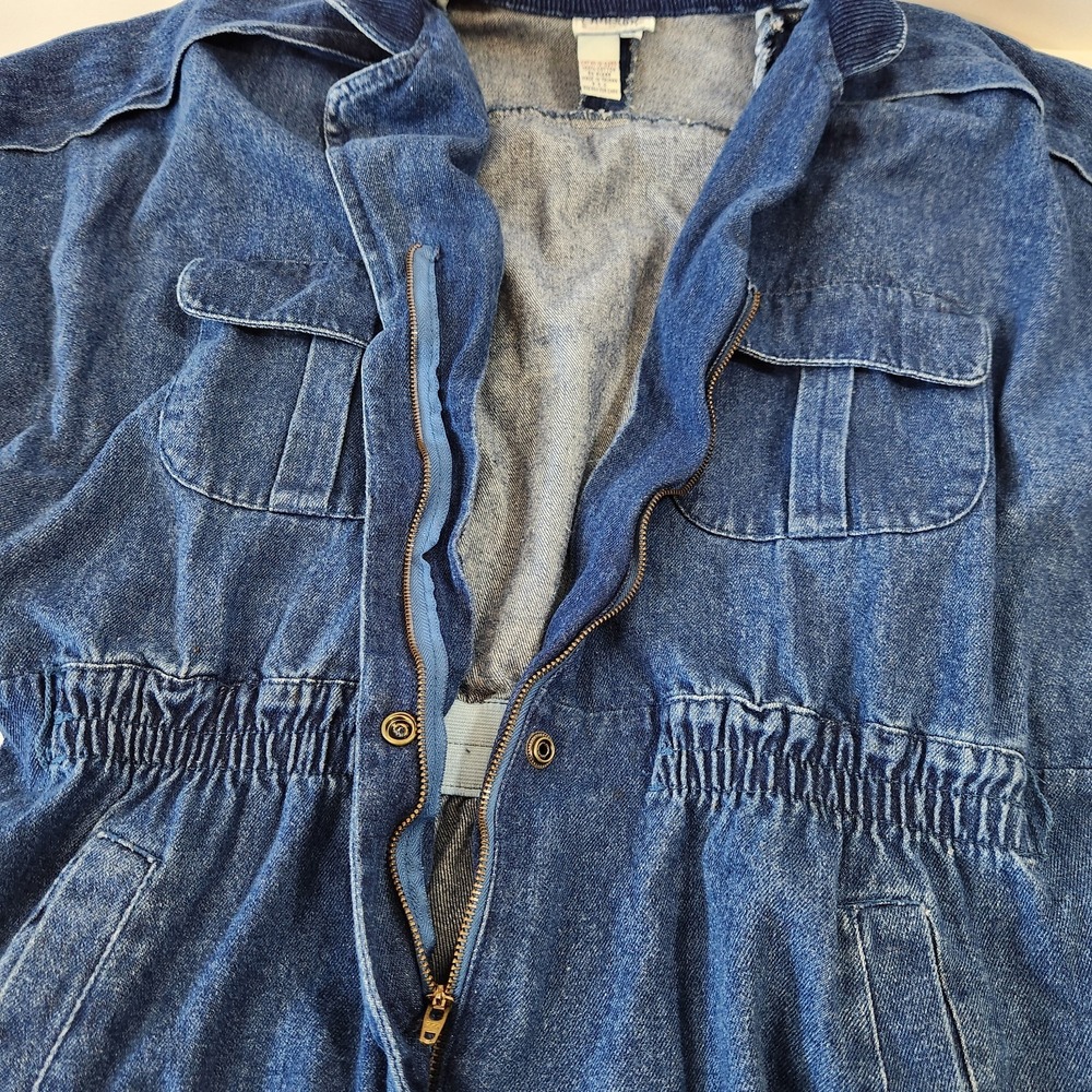 Vintage 80s Oakbrook Sport Denim Jumpsuit Acid Wash Utility Coveralls Blue 12 - Picture 15 of 16